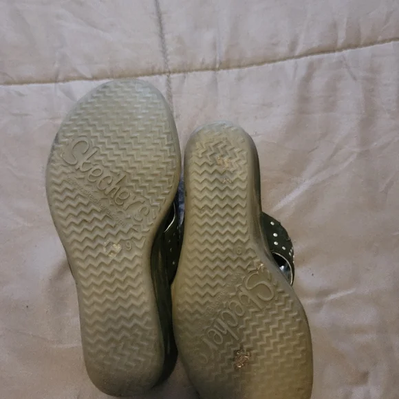 Sz 9 Sketchers suede studded wedge sandal with memory foam sole - Picture 2 of 5